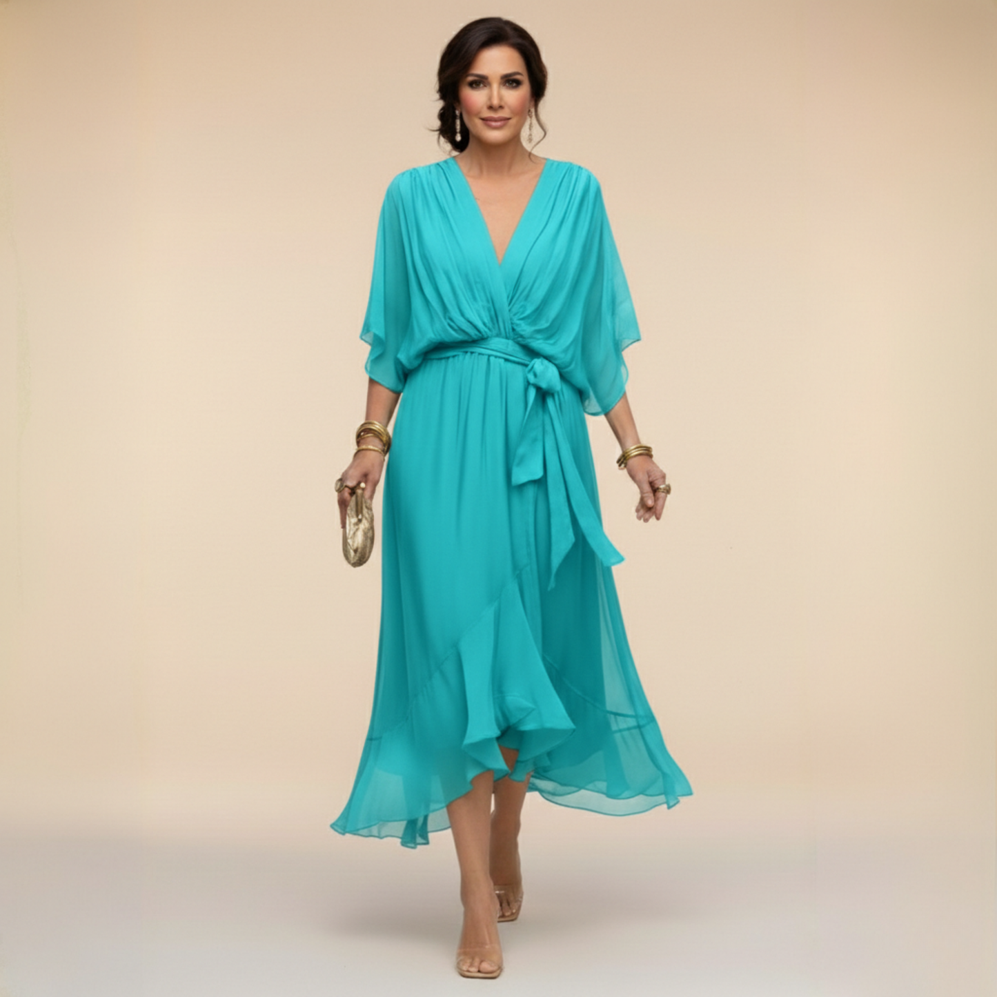 Monica | Robe en Mousseline Fluide Col en V