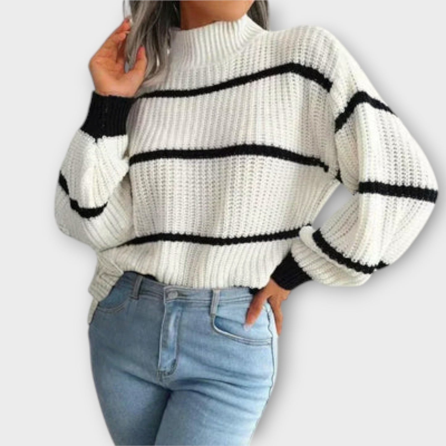 Chavala - Maglione a Collo Alto con Strisce