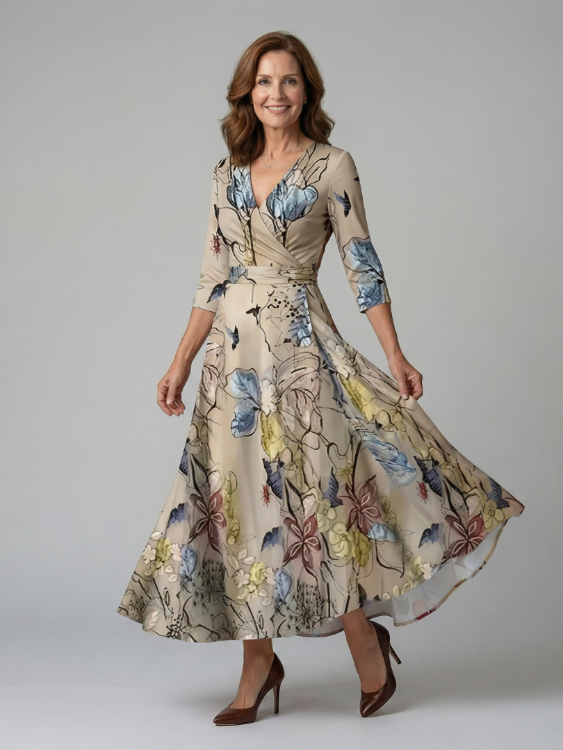 Joanna | Robe Midi à Décolleté Croisé