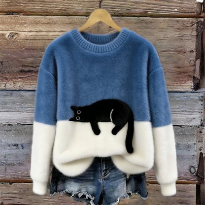 Sweat d’hiver doux à motif chat délicat