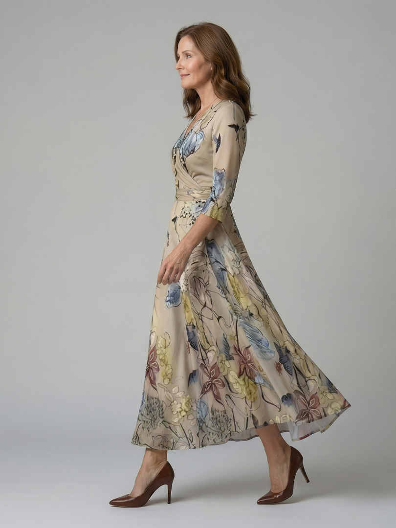 Joanna | Robe Midi à Décolleté Croisé