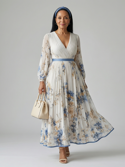 Ewa | Robe Midi Portefeuille Plissée