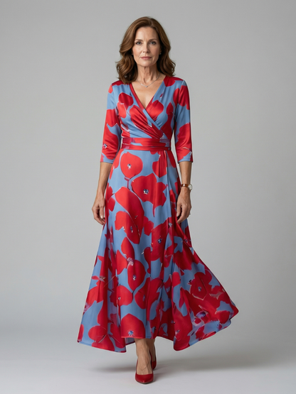 Joanna | Robe Midi à Décolleté Croisé
