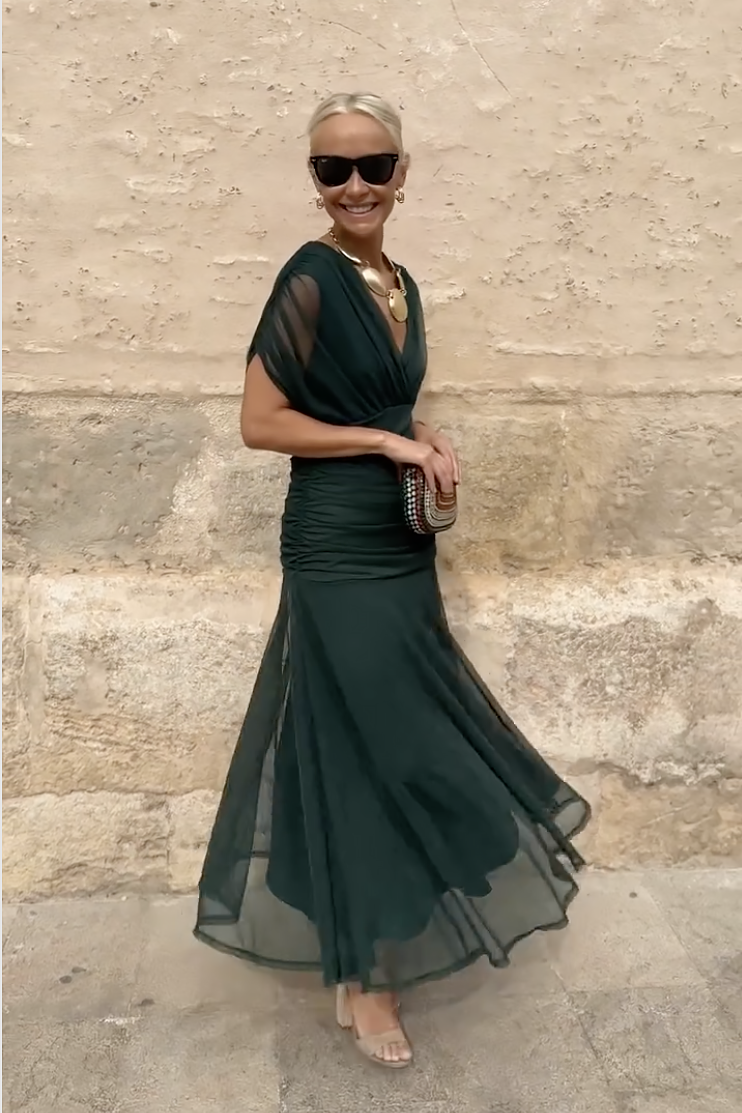 Luisa | Robe Longue Élégante Col en V