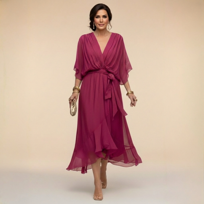 Monica | Robe en Mousseline Fluide Col en V