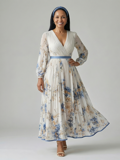 Ewa | Robe Midi Portefeuille Plissée