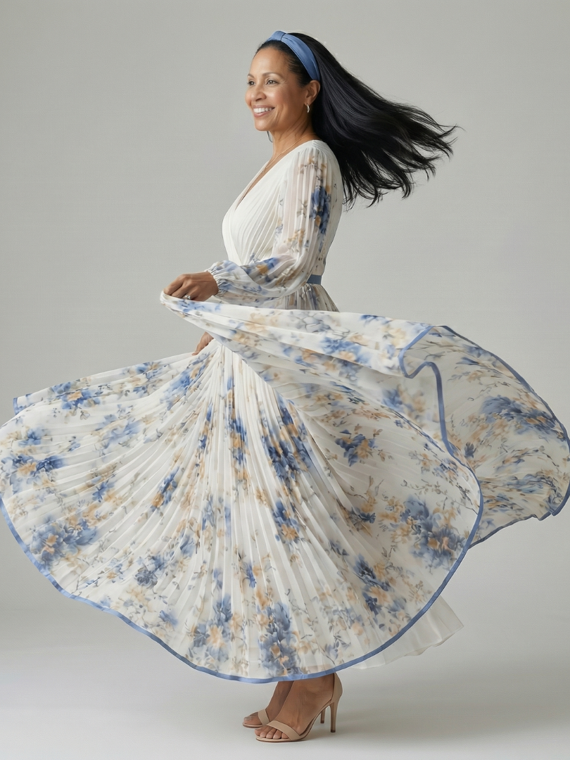 Ewa | Robe Midi Portefeuille Plissée