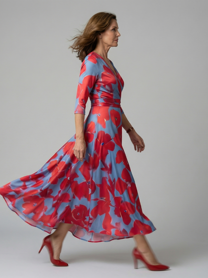 Joanna | Robe Midi à Décolleté Croisé