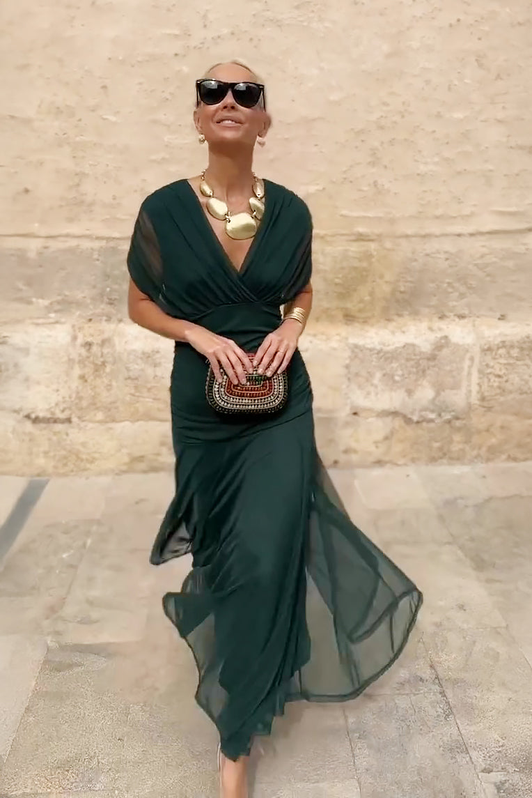 Luisa | Robe Longue Élégante Col en V