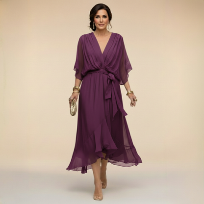 Monica | Robe en Mousseline Fluide Col en V