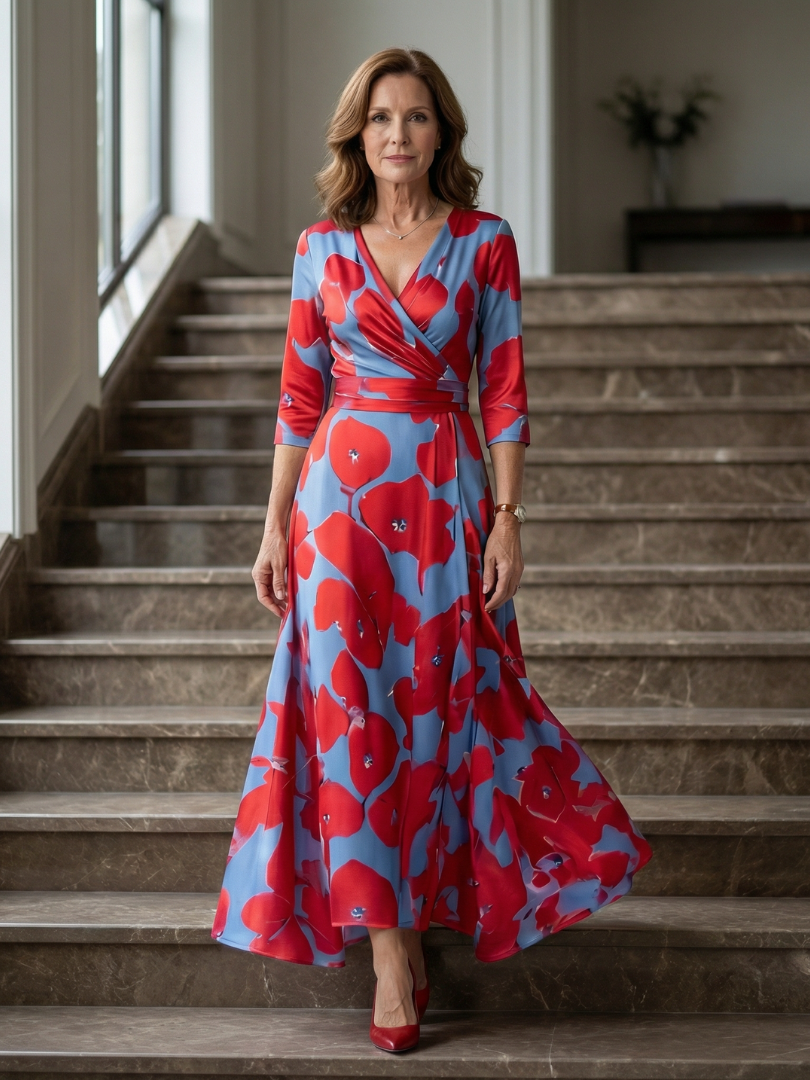 Joanna | Robe Midi à Décolleté Croisé