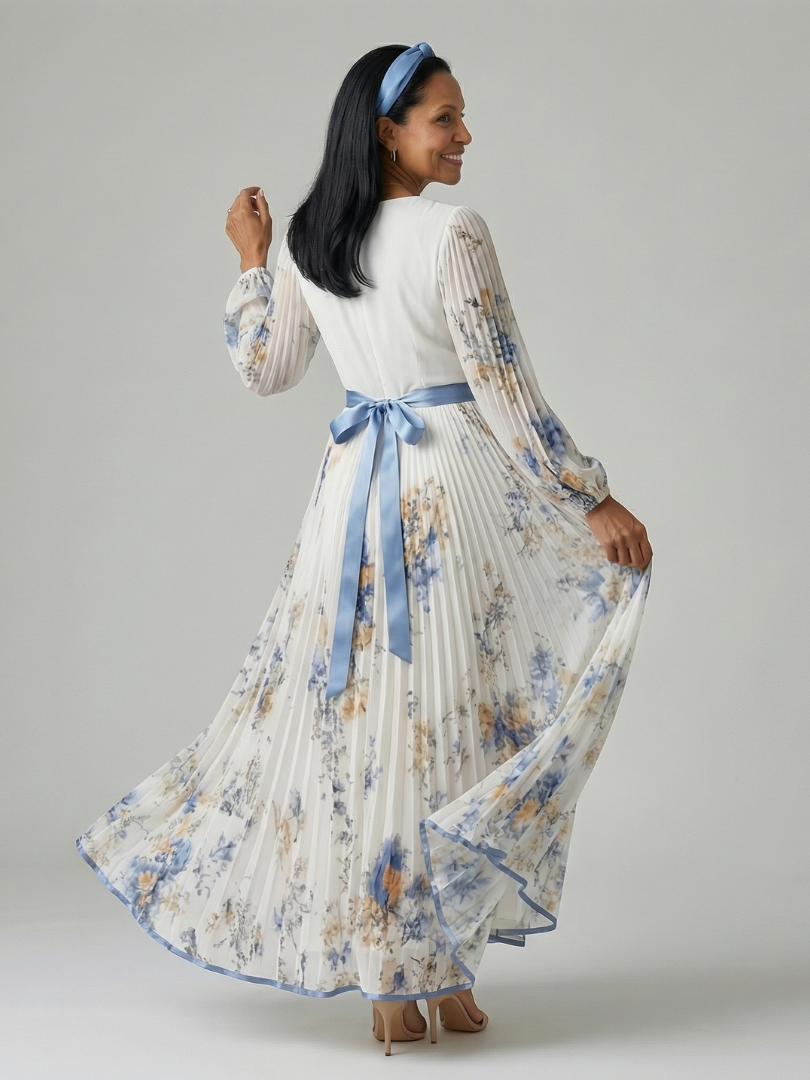 Ewa | Robe Midi Portefeuille Plissée