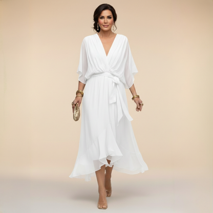 Monica | Robe en Mousseline Fluide Col en V