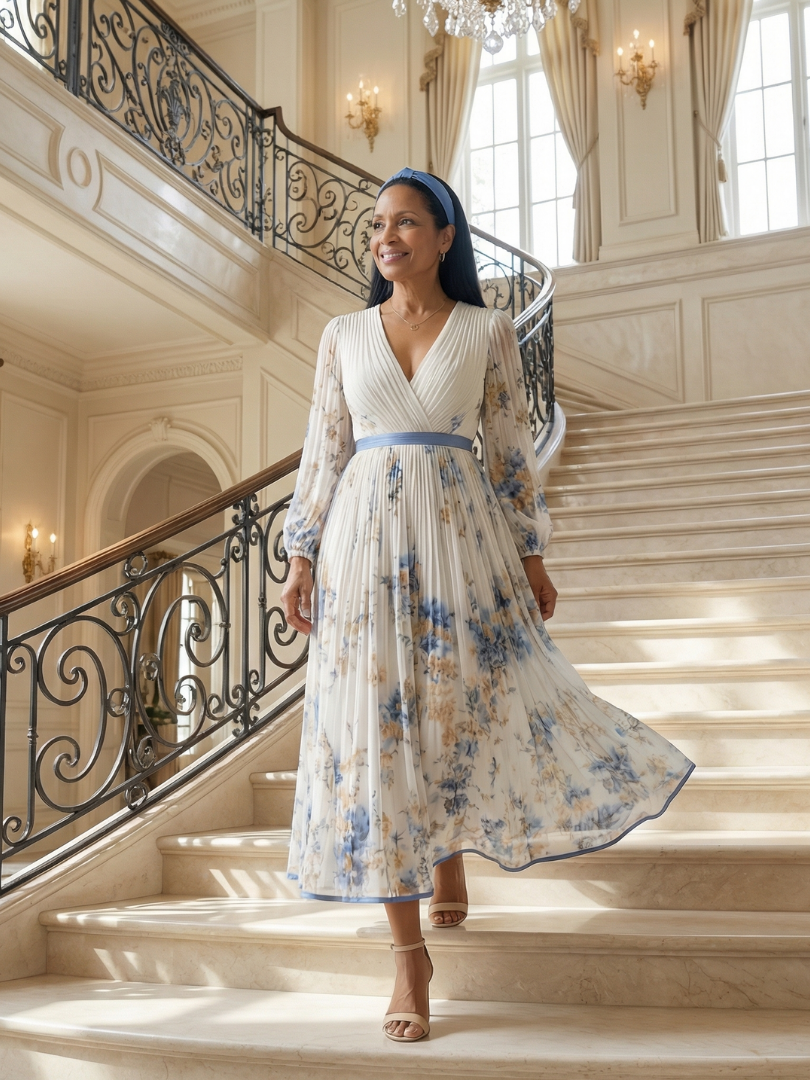 Ewa | Robe Midi Portefeuille Plissée