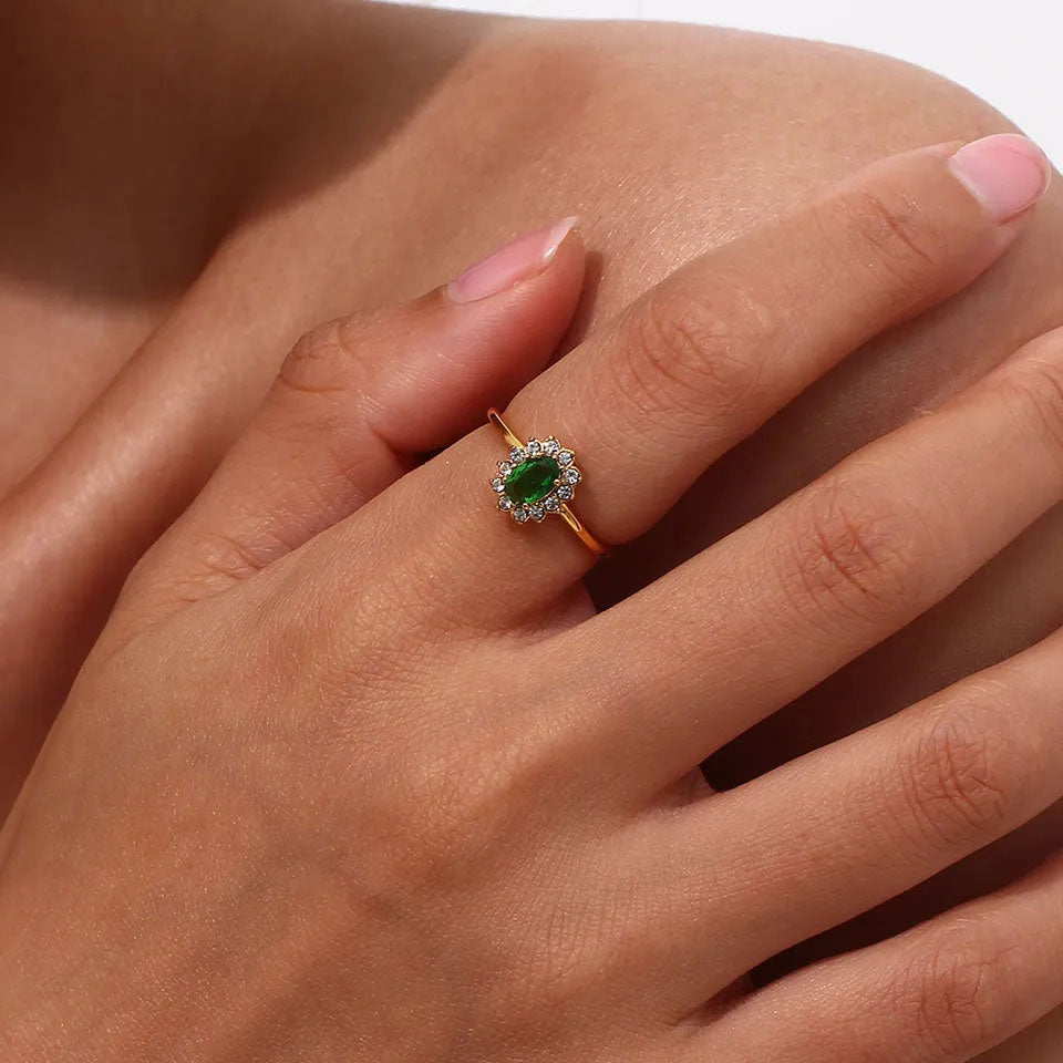 Bague en Or 18K Zirconium Vert