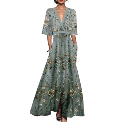 Noelle | Robe Fleurie de Printemps Col en V