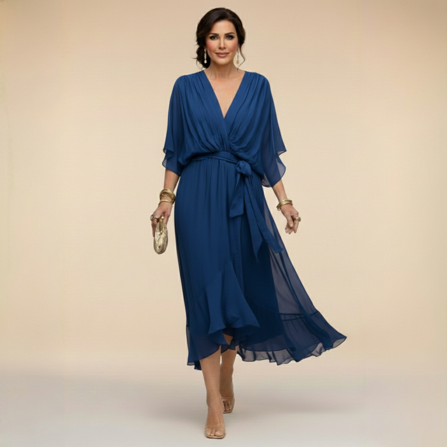 Monica | Robe en Mousseline Fluide Col en V