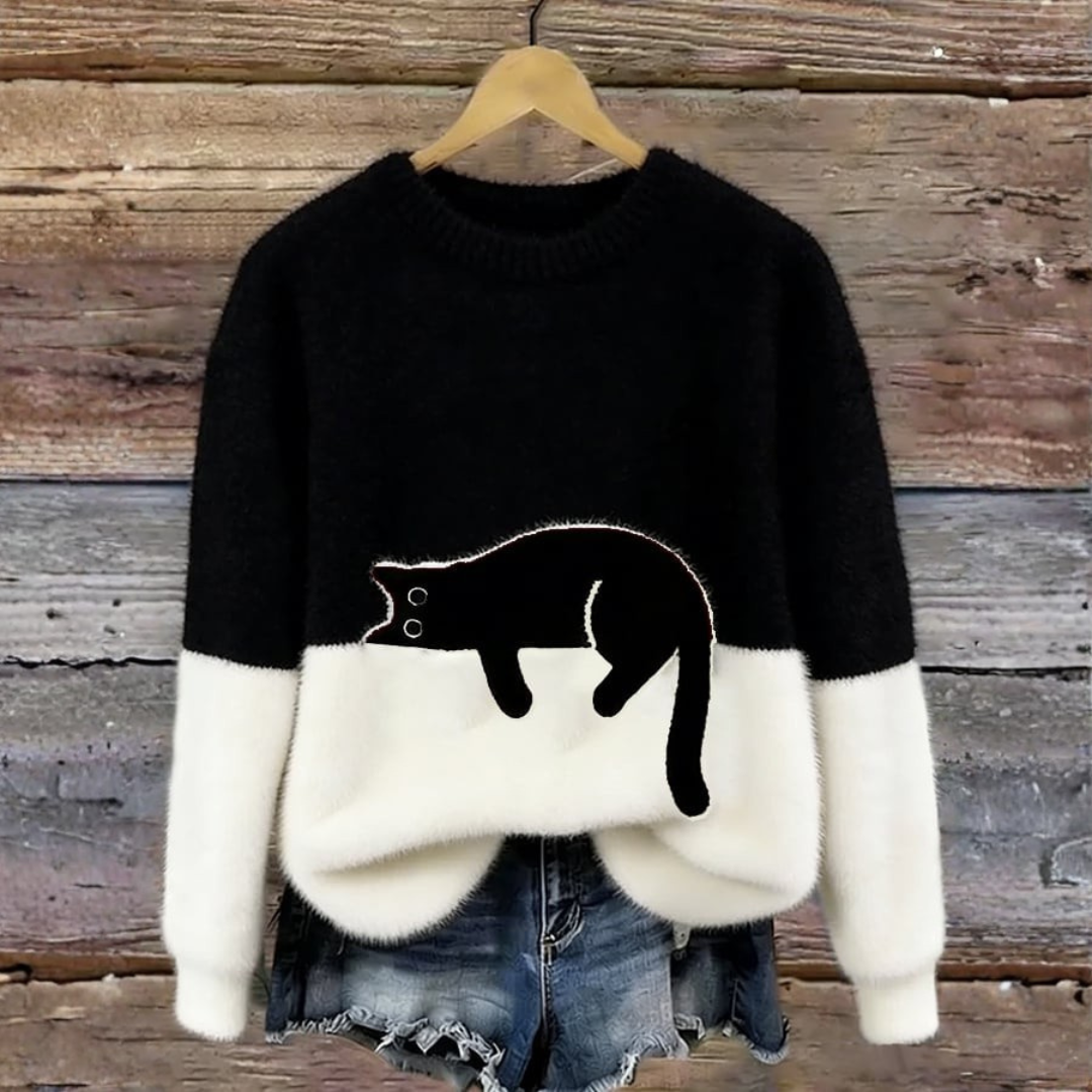 Sweat d’hiver doux à motif chat délicat