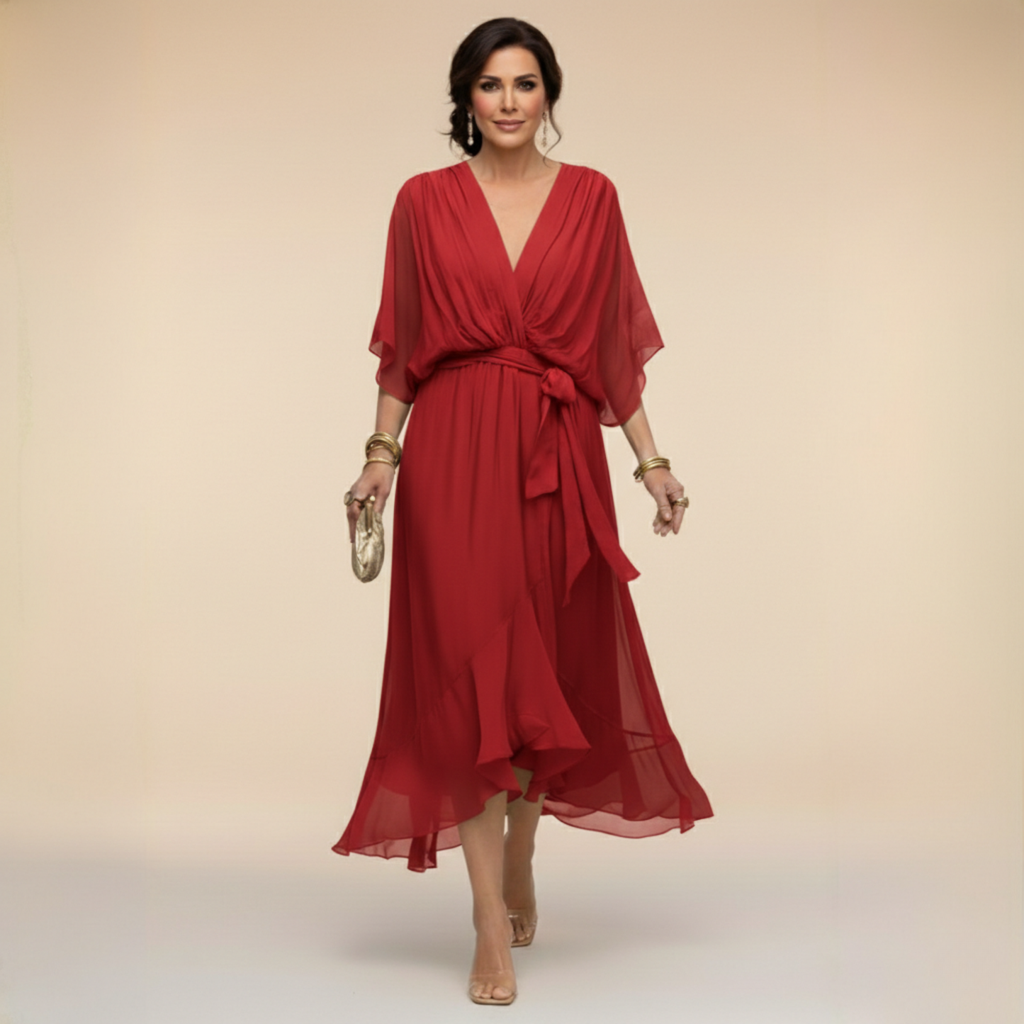 Monica | Robe en Mousseline Fluide Col en V