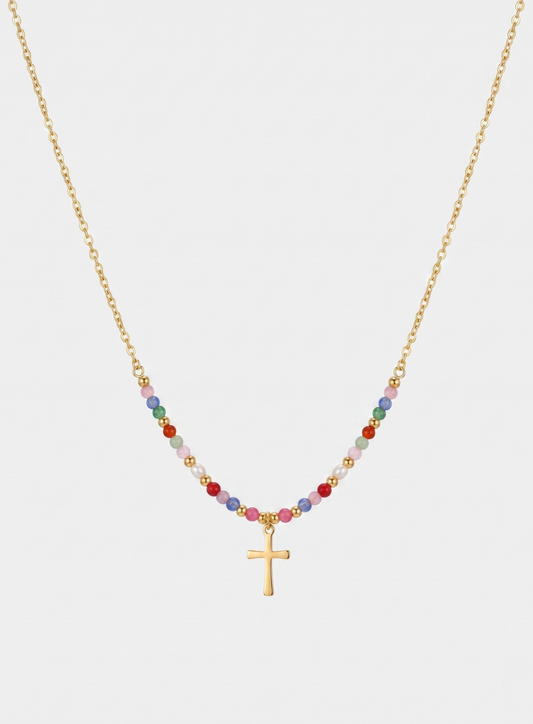 Collier Croix Coloré