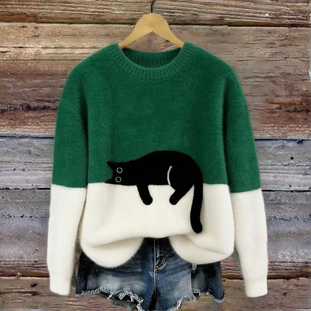 Sweat d’hiver doux à motif chat délicat