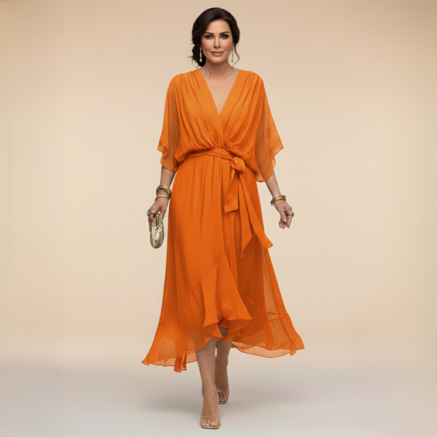 Monica | Robe en Mousseline Fluide Col en V