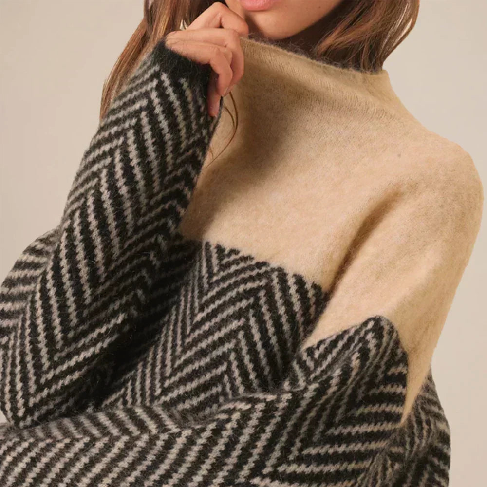 Celeste™ | Pull Col Roulé de Luxe avec Motif Chevron