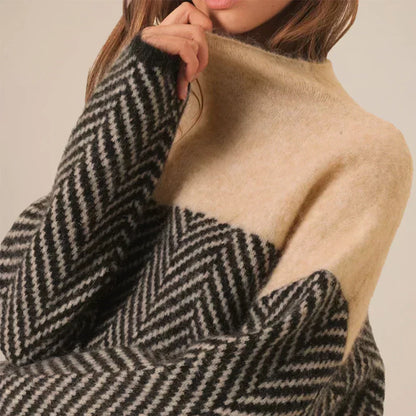 Celeste™ | Pull Col Roulé de Luxe avec Motif Chevron