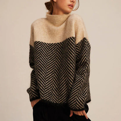 Celeste™ | Pull Col Roulé de Luxe avec Motif Chevron