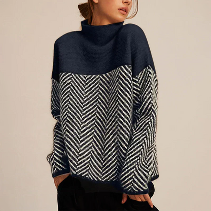 Celeste™ | Pull Col Roulé de Luxe avec Motif Chevron