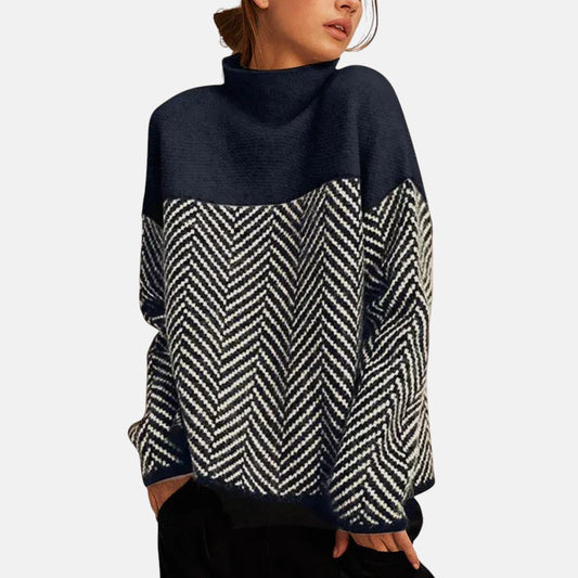 Celeste™ | Pull Col Roulé de Luxe avec Motif Chevron
