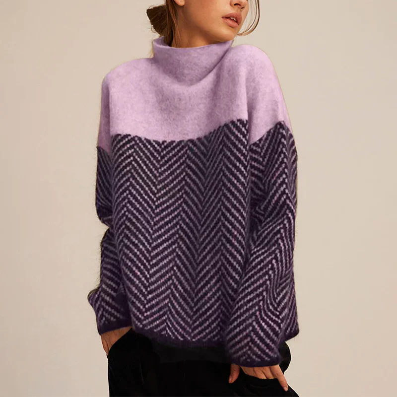 Celeste™ | Pull Col Roulé de Luxe avec Motif Chevron