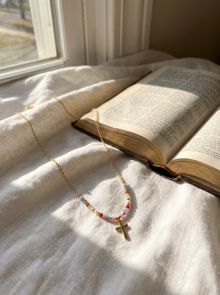 Collier Croix Coloré