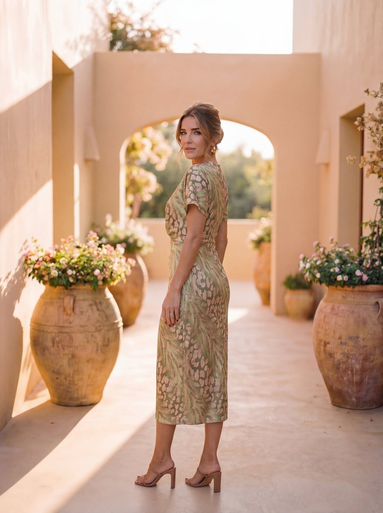 Vestido Calandra | Robe Midi Élégante Cuivrée