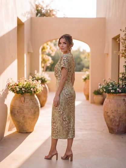 Vestido Calandra | Robe Midi Élégante Cuivrée