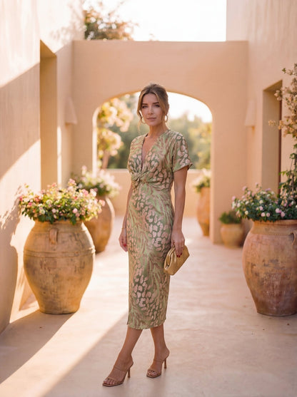 Vestido Calandra | Robe Midi Élégante Cuivrée
