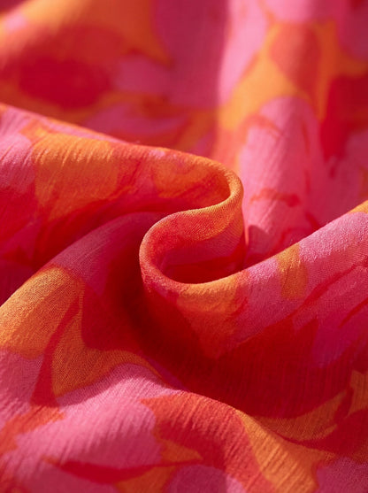 Aitana | Robe Longue Fluide Rose et Orange