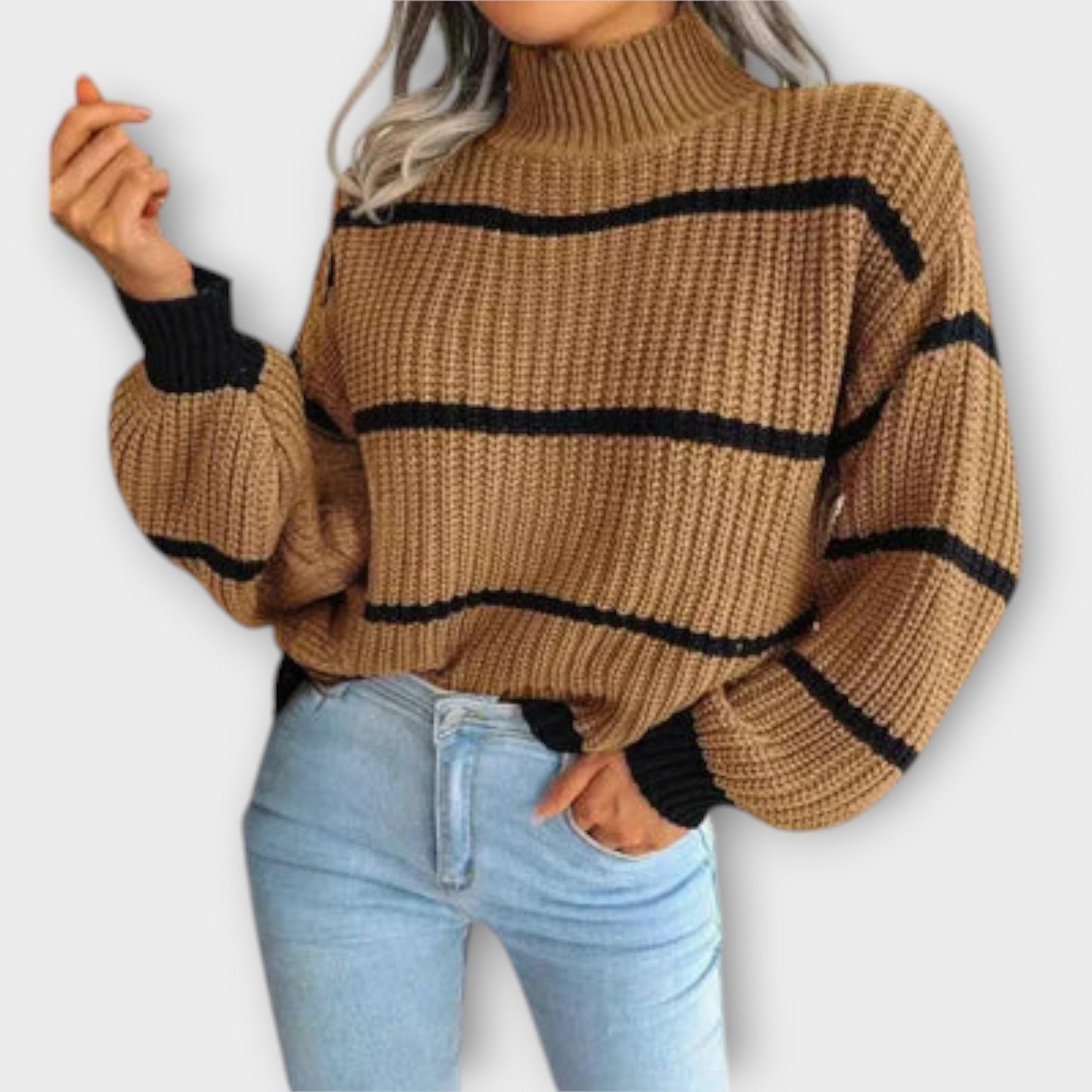 Chavala - Maglione a Collo Alto con Strisce