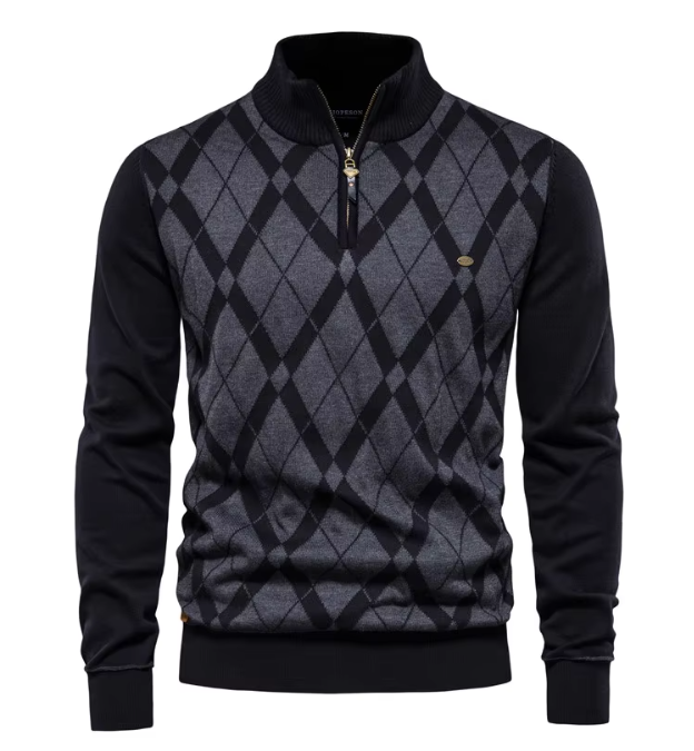 ROSSI ROMA™ | MAGLIONE DA UOMO CON MEZZA CERNIERA