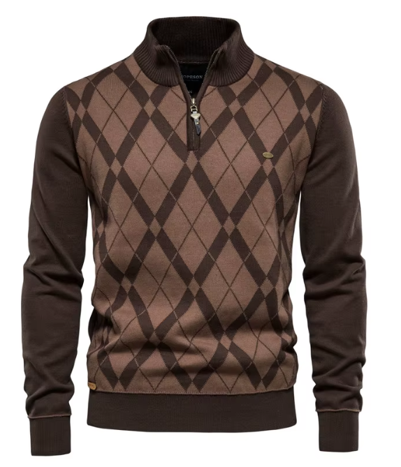 ROSSI ROMA™ | MAGLIONE DA UOMO CON MEZZA CERNIERA