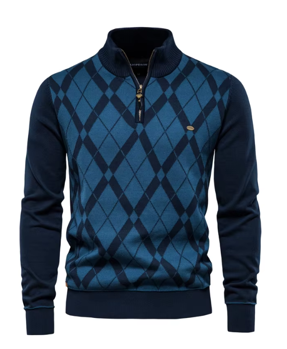 ROSSI ROMA™ | MAGLIONE DA UOMO CON MEZZA CERNIERA