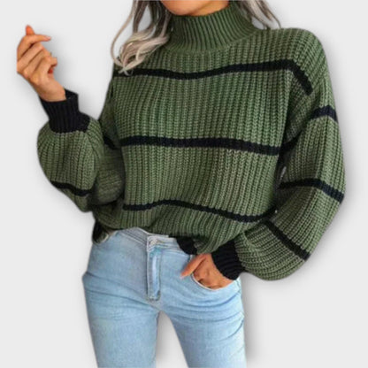 Chavala - Maglione a Collo Alto con Strisce