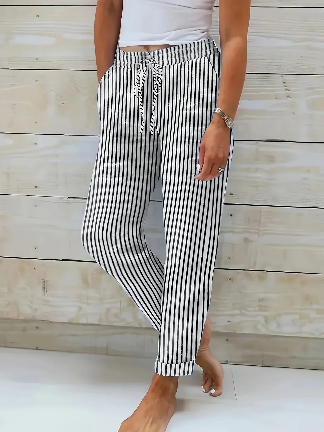 Faye™ | Pantalon rayé léger