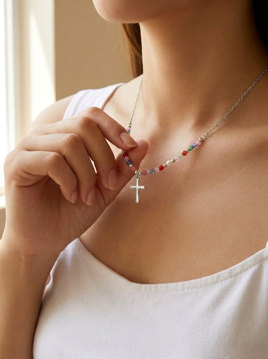 Collier Croix Coloré