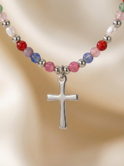 Collier Croix Coloré
