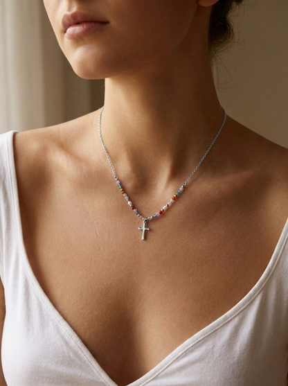 Collier Croix Coloré