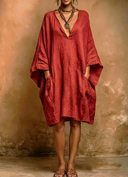 Fiorella - Robe Souple en Lin et Coton au Style Naturel