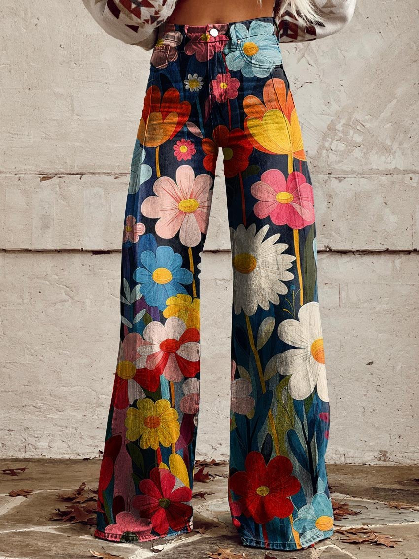 Léna - Pantalons Amples Floraux
