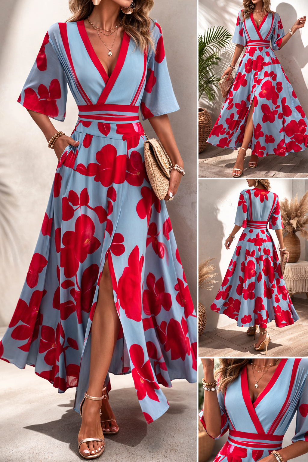 Noelle | Robe Fleurie de Printemps Col en V