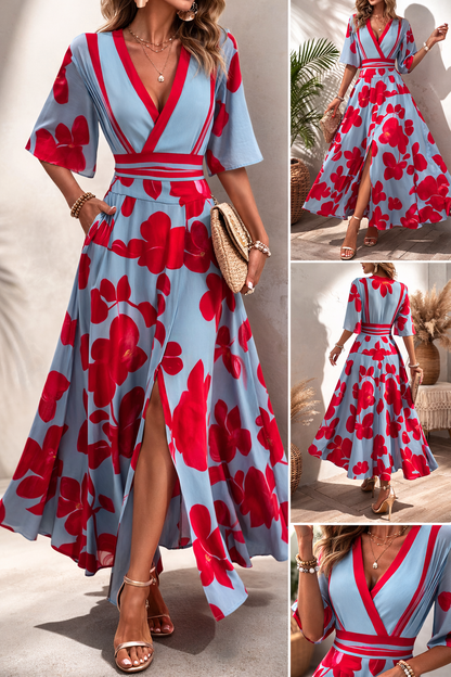 Noelle | Robe Fleurie de Printemps Col en V